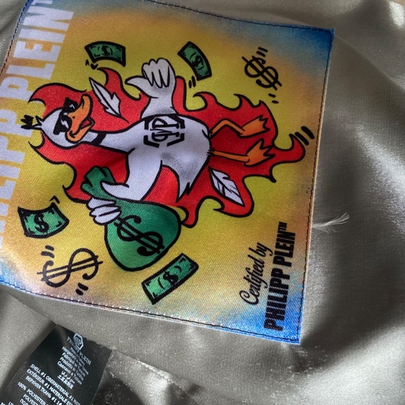 🔥PHILLIP PLEIN "NO LIMIT$" BEIGE NYLON BOMBER (SMALL)🔥 - Picture 5 of 8